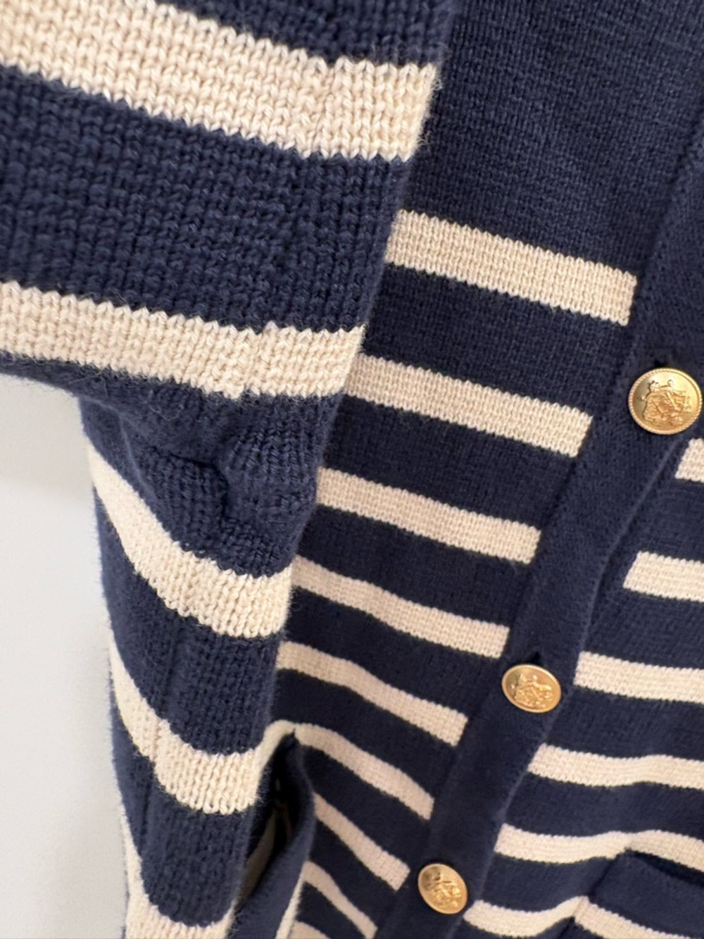 J.Crew Emilie Sweater Lady Cotton Jacket Navy Ivory Stripe Size Small - Picture 10 of 16
